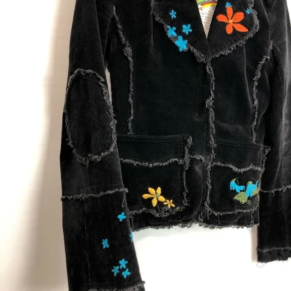 LaClasseCouture black corduroy embroidered blazerM - Picture 7 of 16